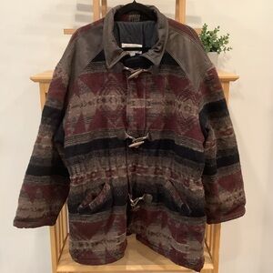 Rare Vintage 1990s NORTHWOODS Aztec Wool Blend Quilted Jacket Made in Canada